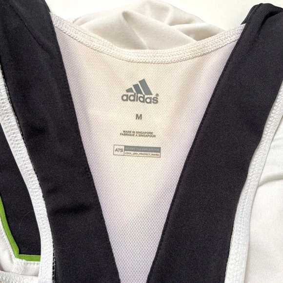 Adidas White Black Green Trim Tank Top M Mesh Racerback Athletic Gym Shirt - Picture 6 of 8